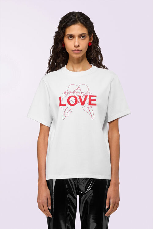 Kissing Angels Love Print Regular T-Shirt White